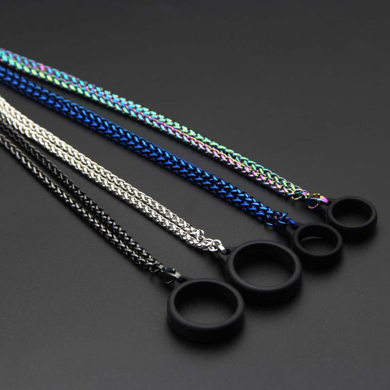 Ring Necklace Lanyard Metal Snake Bone Chain